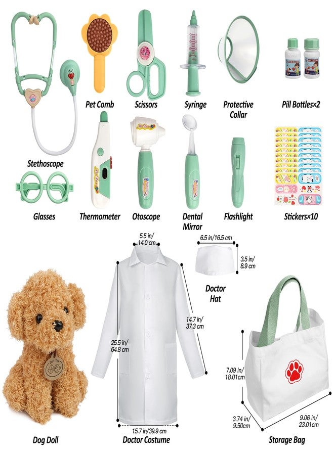 Liberry Doctor Kit for Toddlers 3 4 5 6 Years Old, 26 Pcs Kids Doctor Playset with Dog Toy, Stethoscope and Dress Up Costume, Pretend Play Medical Gift for Boys Girls (Green) - Image 5
